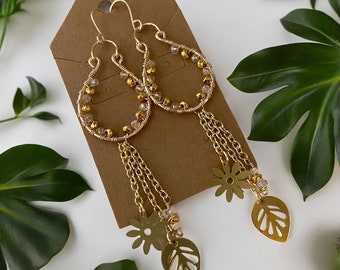 Bohostyle Earrings - Flower and Leaf