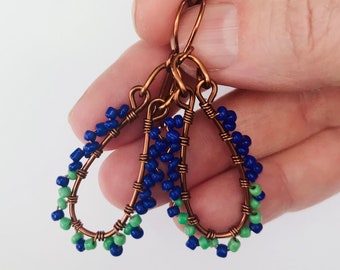 Turquoise and Royal Blue Boho Earrings