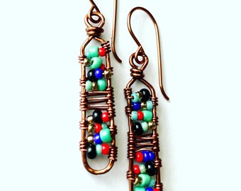 Fiesta Earrings, Antique Copper Earrings, Bohostyle