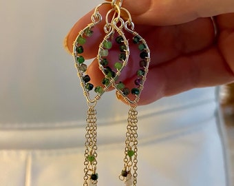 Handwoven Gemstone Earrings, Bohostyle jewelry