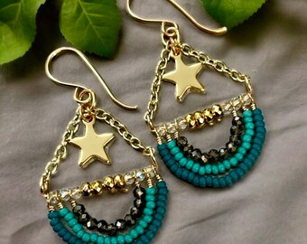 Boho Earrings, Midnight Skies