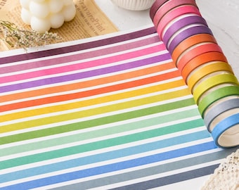 Colorful Solid Washi Tape | Pastel Rainbow Tape | Minimal Craft Tape | Bullet Journaling | Planner Decoration | Stationery And Craft Lovers