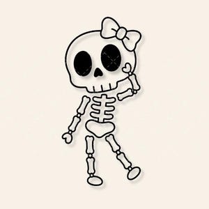 Arquivo de corte SVG de garota esqueleto kawaii com laço de caveira para o Halloween (Download digital)