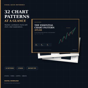 以下が含まれることがあります： 「32 Chart Patterns At A Glance」と題されたデジタルリファレンスガイドで、「The Essential Chart Pattern Atlas」が含まれています。このドキュメントには、リアルなローソク足チャート、市場形成、および株式、外国為替、暗号資産、指数の解説が記載されています。