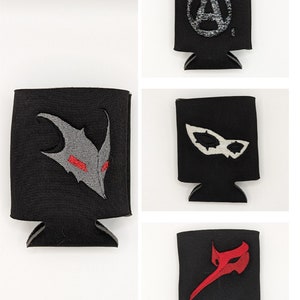 Black Mask double sided embroidered can koozie