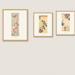 Lámina de gorrión y camelia de nieve de Hiroshige, arte mural japonés vintage de invierno, decoración navideña imprimible, 5x7 8x10 11x14 16x20 A4 imagen 2