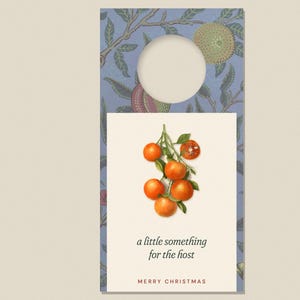 Printable Wine Bottle Tags, Christmas Hostess Gift Tag, Editable Bottle Neck Tag, William Morris & Vintage Citrus, Digital Download image 2