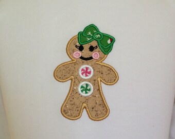 Gingerbread Girl with Bow Applique Shirt - Winter Applique Shirt - Christmas Applique Shirt - Holiday Applique Shirt - Matching Shirts Shir