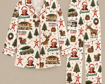 Grisw0ld Christmas Pajama Set, Funny Holiday Matching Family Sleepwear, Green Christmas Vacation Pajamas Gift for Xmas Movie Fans