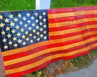 Bandera estadounidense de madera