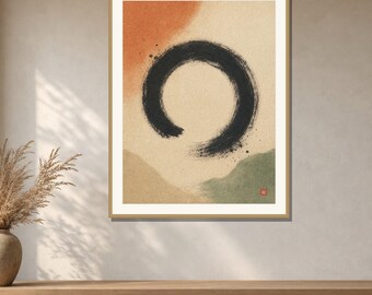 Enso Circle Wall Art Printable, Sumi Ink Zen Circle Print, Japanese Calligraphy Art, Japandi Meditation Decor, Digital Download
