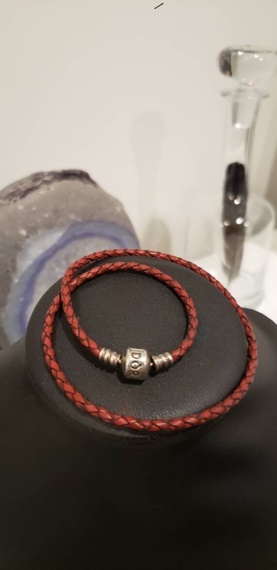 Pandora Red Leather Sterling Silver 