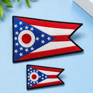Ohio State Flag Embroidered Patch Iron-On Sew-On Applique Badge for Jacket Vest Backpack Hat