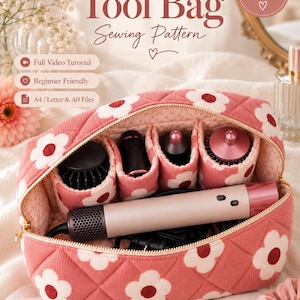 Molde para costura de bolsa de viagem Airwrap, bolsa acolchoada em formato de caixa, tutorial em vídeo (PDF)