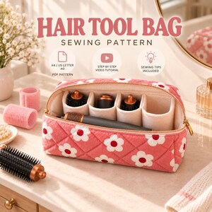 Airwrap Travel Bag Sewing Pattern, Quilted Box Pouch, Video Tutorial (PDF)