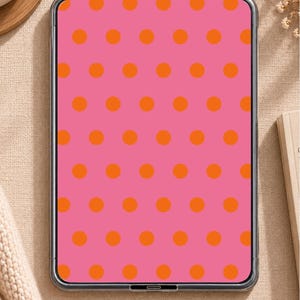 Insert Kindle à pois roses et oranges, style preppy rétro (téléchargement numérique)