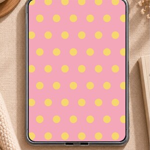 Pink Yellow Polka Dot Kindle Insert, Retro Printable Case Back (Digital Download)