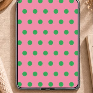 Pink Green Polka Dot Kindle Insert, Retro Printable Case Back (Digital Download)