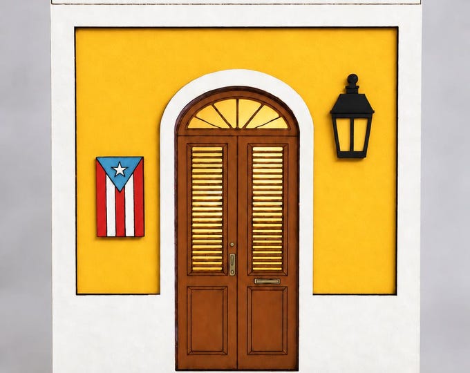 Illuminated Old San Juan House, Puerto Rico Wooden Decor, LED Casita, Boricua Gift