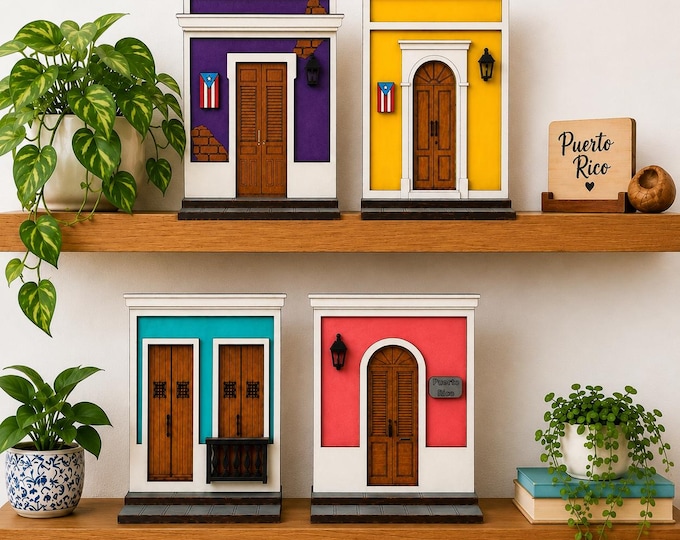 Handmade Mini Wooden Old San Juan House