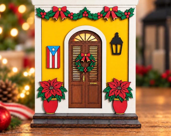 Illuminated Old San Juan Christmas House