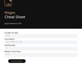 Regex Cheat Sheet | Regular Expressions Quick Reference PDF | Common Patterns for Developers