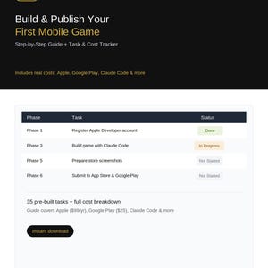 How to Build & Publish a Mobile App Game | Step-by-Step Guide + Task Cost Tracker | App Store Guide
