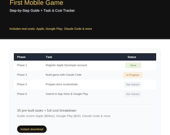 How to Build & Publish a Mobile App Game | Step-by-Step Guide + Task Cost Tracker | App Store Guide
