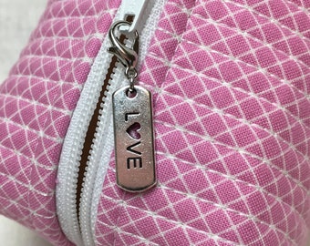 Love Zipper Pull Charm: Antique Silver Heart Cutout