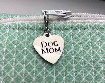 Dog Mom Stainless Steel Zipper Charm