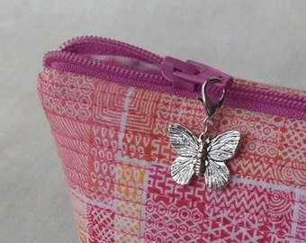 Butterfly Large/Silver Zipper Charm, Butterfly Zipper Pull