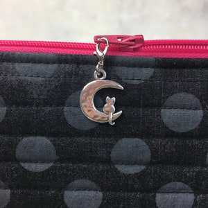 Cat On The Moon Zipper Charm, Cat On The Moon Zipper Pull image 1