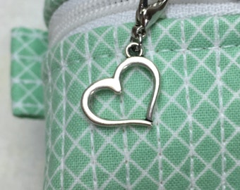 Heart Zipper Charm - Outline Heart