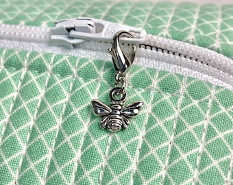 Bee Zipper Charm - Mini/Silver