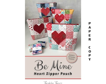Be Mine Heart Zipper Pouch Sewing Pattern - Paper Copy
