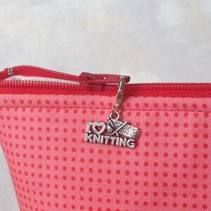 I Love Knitting Zipper Charm, I Love Knitting Zipper Pull