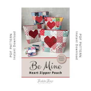 Be Mine Heart Zipper Pouch Sewing Pattern - PDF Instant Download