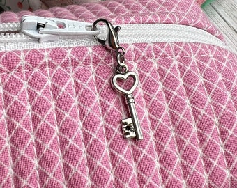 Heart Key Zipper Charm