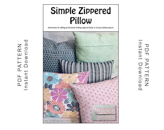 Simple Zippered Pillow Instructions - PDF Instant Download