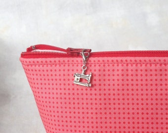 Sewing Machine Zipper Charm: Antique Silver Bag Pull