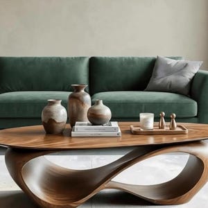 Handmade Solid Wood Coffee Table, Organic Sculptural Center Table, Modern Japandi Wabi Sabi Living Room Table, Luxury Walnut Furniture