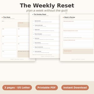 ADHD Weekly Planner Printable, Sunday Reset Checklist (PDF Download)