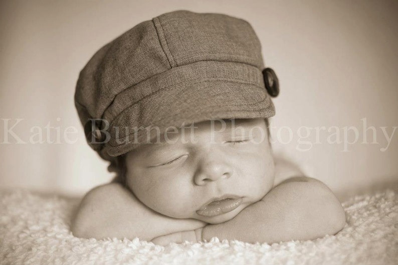 Newborn Newsboy Hat Baby Boy Toddler Infant Cap Brown Fabric Etsy