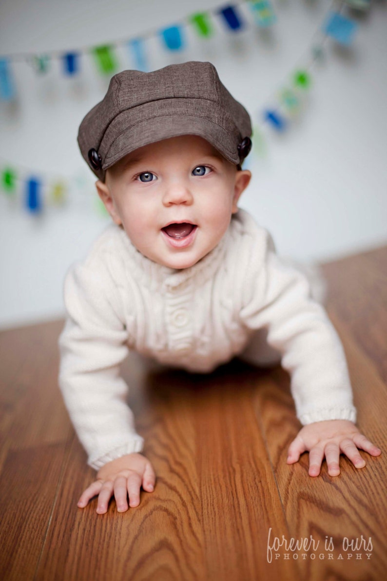 Boy Baby Toddler Newsboy Hat Brown Spring Summer Fabric - Etsy