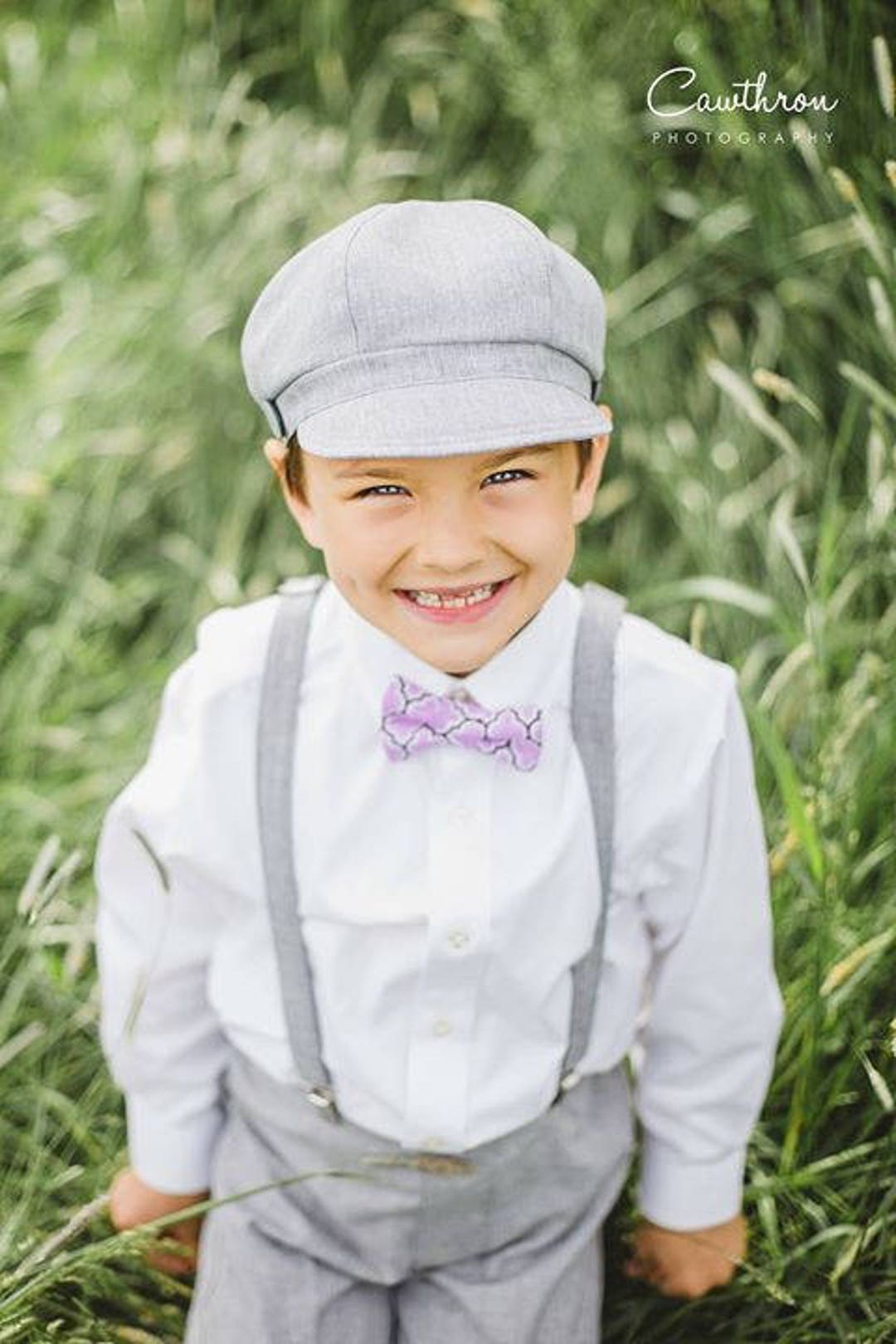 Ring Bearer Outfit Grey Brown Vintage Wedding Newsboy Hat Etsy