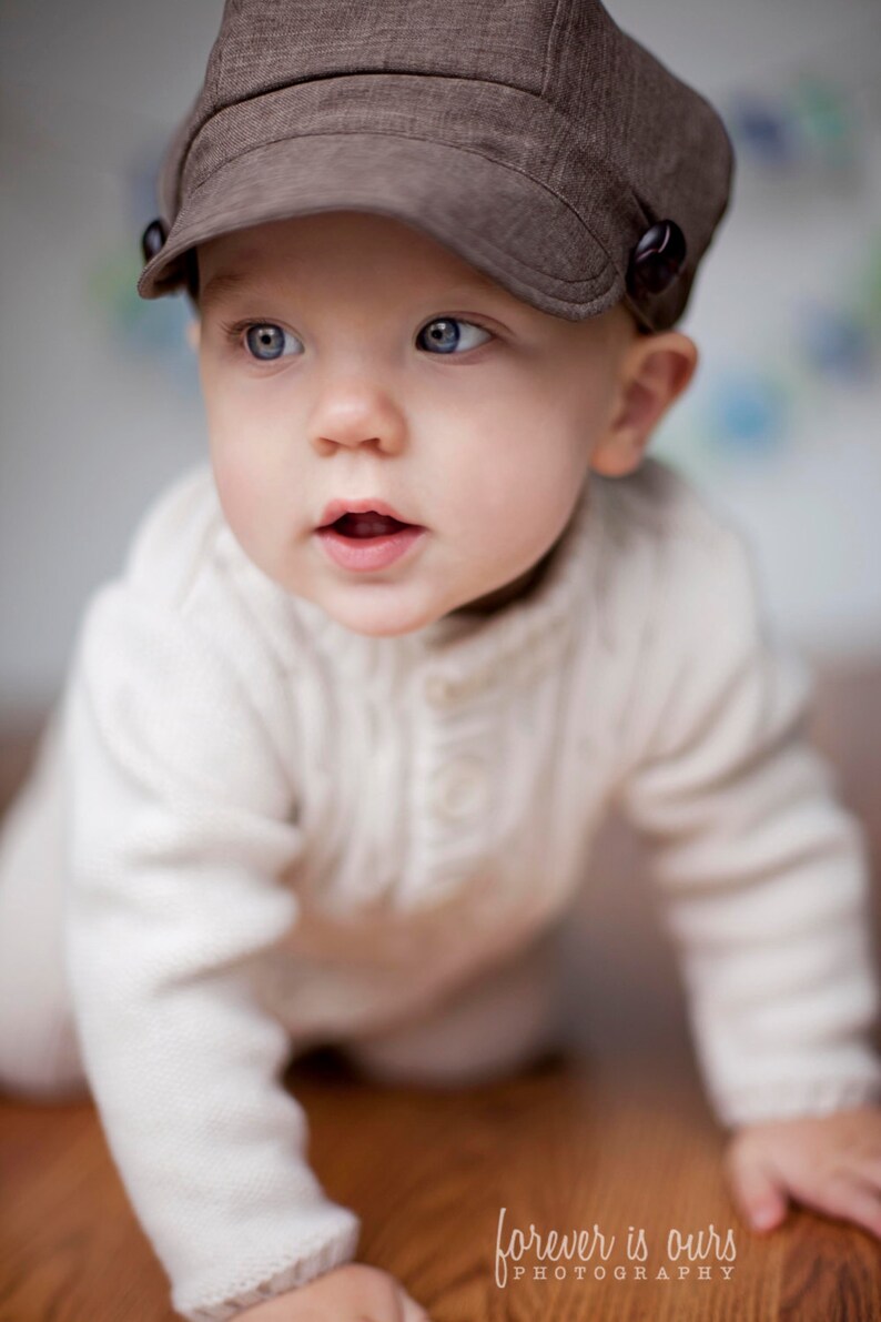 Boy Baby Toddler Newsboy Hat Brown Spring Summer Fabric Etsy