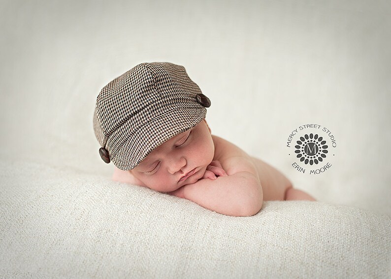 Newborn Newsboy Hat Baby Boy Toddler Infant Cap Brown Fabric Etsy