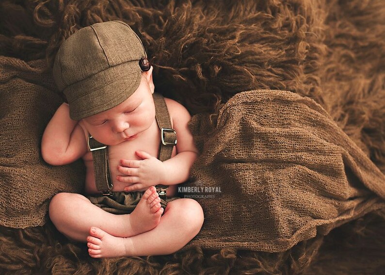 Newborn Newsboy Hat Baby Boy Toddler Infant Cap Brown Fabric Etsy