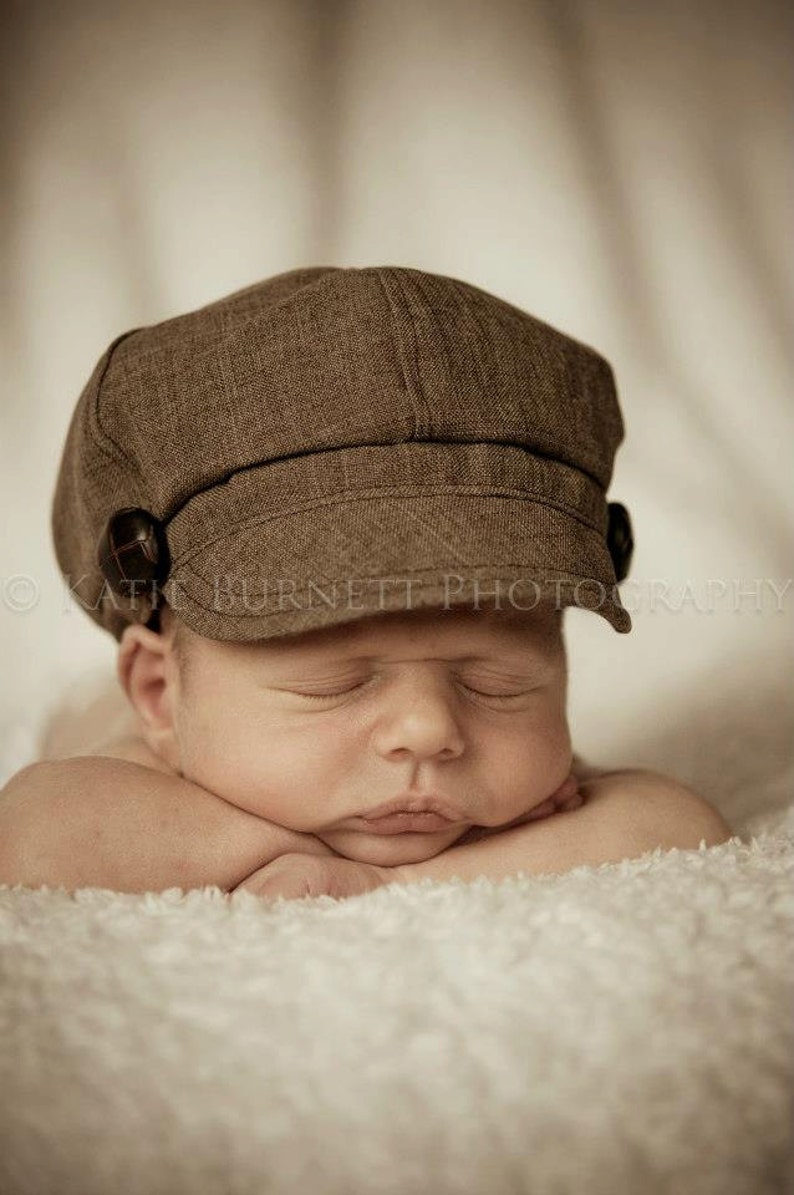 Newborn Newsboy Hat Baby Boy Toddler Infant Cap brown fabric Etsy