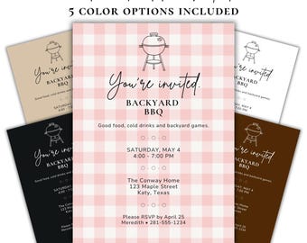 Editable Backyard BBQ Invitation Template | Canva Party Invite | Printable Digital Download | 6 Designs Included